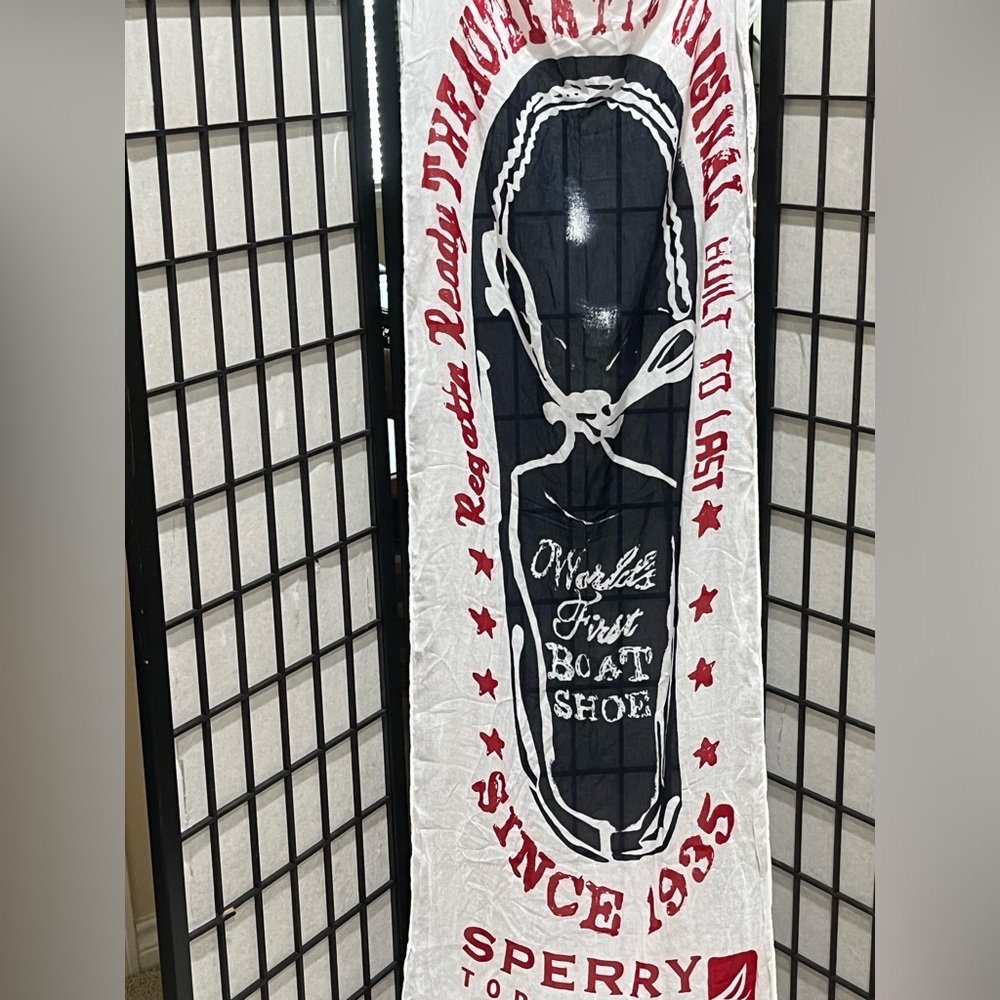 SPERRY TOP SLIDER WORLDS FIRST Boat ShoeS TASSLE SCARF SIZE 71”X 23”